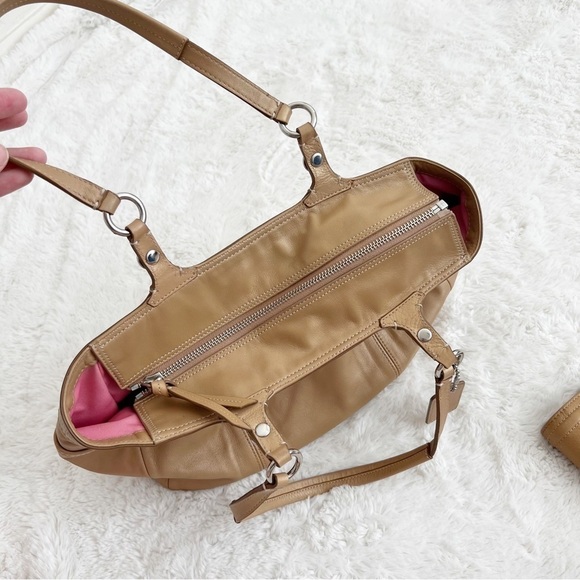 COACH Gallery Leather Tote Shoulder Bag + Wallet Camel Brown - Picture 5 of 16